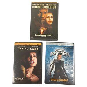 Lot Of 3 Angelina Jolie DVDs Bone Collector Tomb Raider Taking Lives Rated R PG